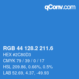 カラーコード: RGB 44 128.2 211.6 | qconv.com