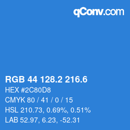 カラーコード: RGB 44 128.2 216.6 | qconv.com