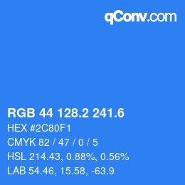 カラーコード: RGB 44 128.2 241.6 | qconv.com