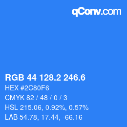 カラーコード: RGB 44 128.2 246.6 | qconv.com