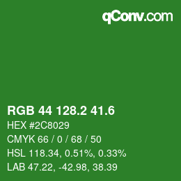 カラーコード: RGB 44 128.2 41.6 | qconv.com