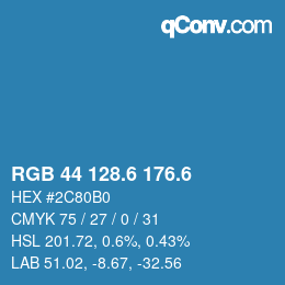 カラーコード: RGB 44 128.6 176.6 | qconv.com