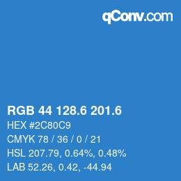 カラーコード: RGB 44 128.6 201.6 | qconv.com