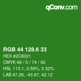カラーコード: RGB 44 128.6 33 | qconv.com