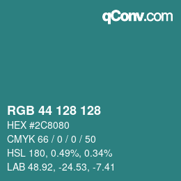 Color code: RGB 44 128 128 | qconv.com
