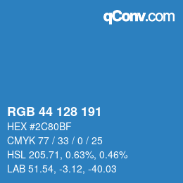 カラーコード: RGB 44 128 191 | qconv.com