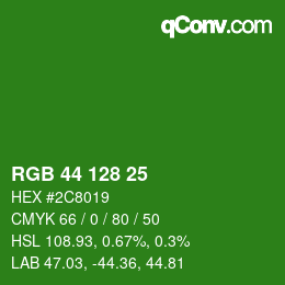 颜色代码: RGB 44 128 25 | qconv.com