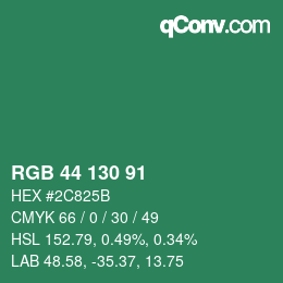 カラーコード: RGB 44 130 91 | qconv.com