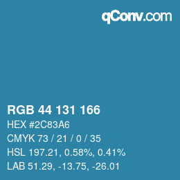 Color code: RGB 44 131 166 | qconv.com