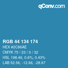 Color code: RGB 44 134 174 | qconv.com