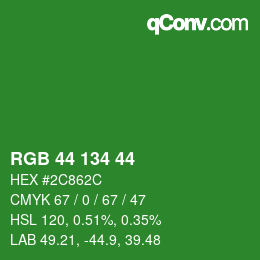 Color code: RGB 44 134 44 | qconv.com