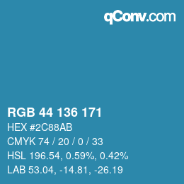 Color code: RGB 44 136 171 | qconv.com