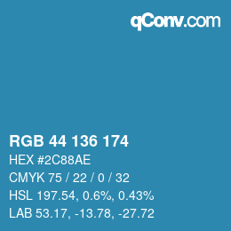 Color code: RGB 44 136 174 | qconv.com