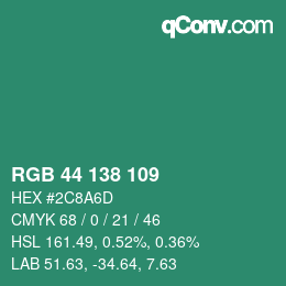 Farbcode: RGB 44 138 109 | qconv.com