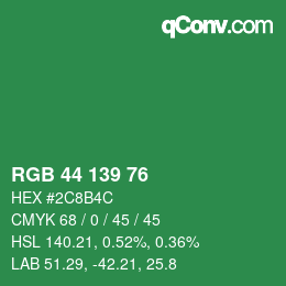 Color code: RGB 44 139 76 | qconv.com