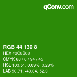 Color code: RGB 44 139 8 | qconv.com