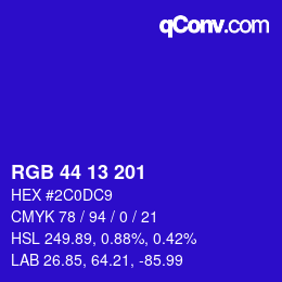 Color code: RGB 44 13 201 | qconv.com
