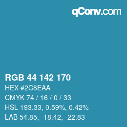 Color code: RGB 44 142 170 | qconv.com