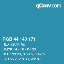 Code couleur: RGB 44 143 171 | qconv.com