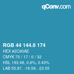 Color code: RGB 44 144.8 174 | qconv.com