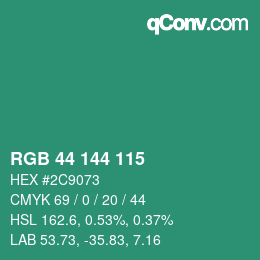 Color code: RGB 44 144 115 | qconv.com