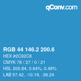 カラーコード: RGB 44 146.2 200.6 | qconv.com