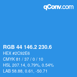 カラーコード: RGB 44 146.2 230.6 | qconv.com