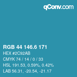 カラーコード: RGB 44 146.6 171 | qconv.com