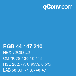 Farbcode: RGB 44 147 210 | qconv.com