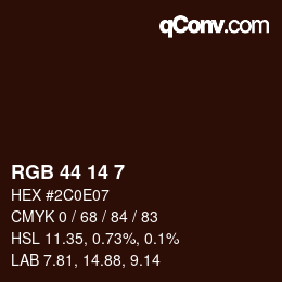 Color code: RGB 44 14 7 | qconv.com