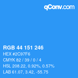 Color code: RGB 44 151 246 | qconv.com