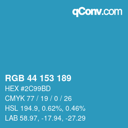Color code: RGB 44 153 189 | qconv.com