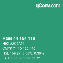 Farbcode: RGB 44 154 116 | qconv.com