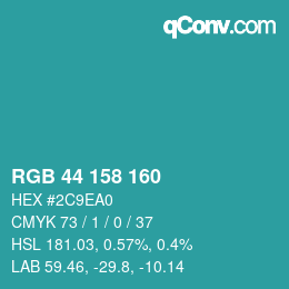 Color code: RGB 44 158 160 | qconv.com