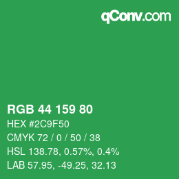 Color code: RGB 44 159 80 | qconv.com
