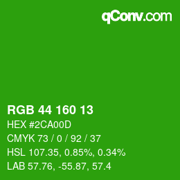 カラーコード: RGB 44 160 13 | qconv.com
