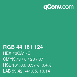 カラーコード: RGB 44 161 124 | qconv.com
