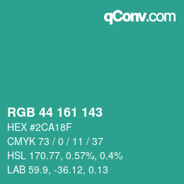 Color code: RGB 44 161 143 | qconv.com