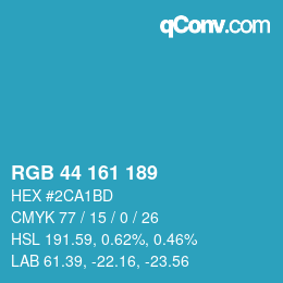 Farbcode: RGB 44 161 189 | qconv.com
