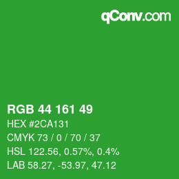 カラーコード: RGB 44 161 49 | qconv.com