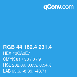 カラーコード: RGB 44 162.4 231.4 | qconv.com