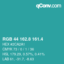 カラーコード: RGB 44 162.8 161.4 | qconv.com