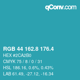 カラーコード: RGB 44 162.8 176.4 | qconv.com