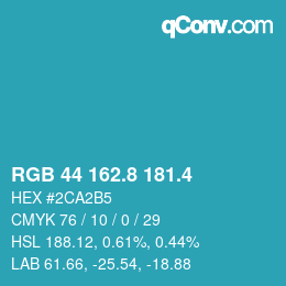 カラーコード: RGB 44 162.8 181.4 | qconv.com