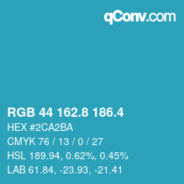 カラーコード: RGB 44 162.8 186.4 | qconv.com