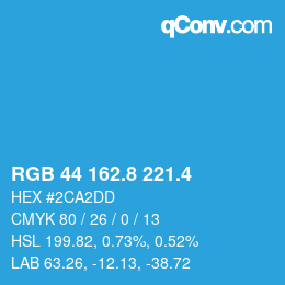 カラーコード: RGB 44 162.8 221.4 | qconv.com