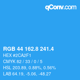 カラーコード: RGB 44 162.8 241.4 | qconv.com