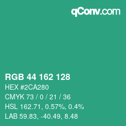 Color code: RGB 44 162 128 | qconv.com