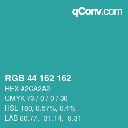 Color code: RGB 44 162 162 | qconv.com