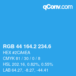 カラーコード: RGB 44 164.2 234.6 | qconv.com